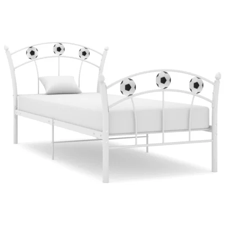 Estructura de cama con diseño de fútbol metal blanco 90x200 cm de vidaXL, Camas y somieres - Ref: Foro24-324745, Precio: 85,5...