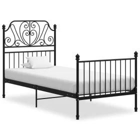 Black metal bed frame 90x200 cm by vidaXL, Beds and slatted bases - Ref: Foro24-324841, Price: 127,05 €, Discount: %