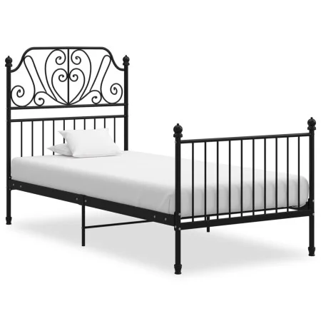 Estructura de cama de metal negro 90x200 cm de vidaXL, Camas y somieres - Ref: Foro24-324841, Precio: 127,05 €, Descuento: %