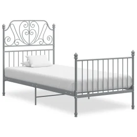 Estructura de cama de metal gris 90x200 cm de vidaXL, Camas y somieres - Ref: Foro24-324843, Precio: 120,10 €, Descuento: %
