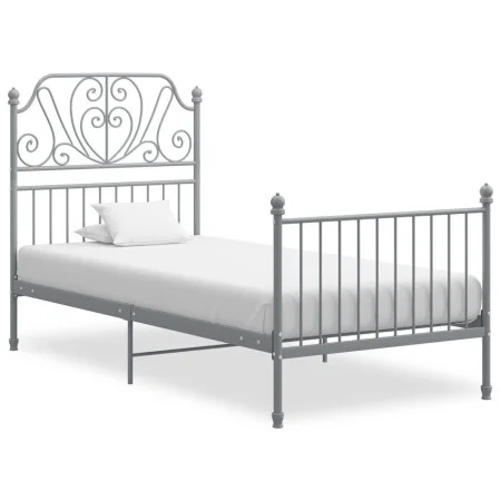 Estructura de cama de metal gris 90x200 cm de vidaXL, Camas y somieres - Ref: Foro24-324843, Precio: 120,10 €, Descuento: %