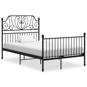 Black metal bed frame 120x200 cm by vidaXL, Beds and slatted bases - Ref: Foro24-324847, Price: 192,61 €, Discount: %