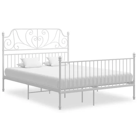 Estructura de cama de metal blanca 140x200 cm de vidaXL, Camas y somieres - Ref: Foro24-324851, Precio: 219,41 €, Descuento: %