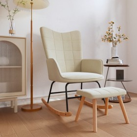 Silla mecedora con reposapiés tela color crema de vidaXL, Mecedoras - Ref: Foro24-328020, Precio: 165,65 €, Descuento: %