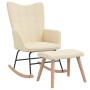 Silla mecedora con reposapiés tela color crema de vidaXL, Mecedoras - Ref: Foro24-328020, Precio: 165,65 €, Descuento: %