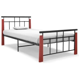 Estructura de cama metal y madera maciza de roble 90x200 cm de vidaXL, Camas y somieres - Ref: Foro24-324890, Precio: 81,78 €...