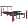 Estructura de cama metal y madera maciza de roble 130x200 cm de vidaXL, Camas y somieres - Ref: Foro24-324892, Precio: 111,32...