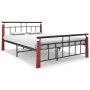 Estructura de cama metal y madera maciza de roble 140x200 cm de vidaXL, Camas y somieres - Ref: Foro24-324893, Precio: 99,56 ...