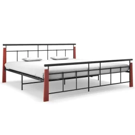 Metal bed frame and solid oak wood 200x200 cm by vidaXL, Beds and slatted bases - Ref: Foro24-324896, Price: 147,46 €, Discou...