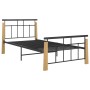 Estructura de cama metal y madera maciza de roble 90x200 cm de vidaXL, Camas y somieres - Ref: Foro24-324897, Precio: 87,29 €...