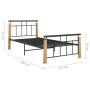 Estructura de cama metal y madera maciza de roble 90x200 cm de vidaXL, Camas y somieres - Ref: Foro24-324897, Precio: 87,29 €...