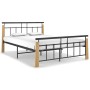 Estructura de cama metal y madera maciza de roble 140x200 cm de vidaXL, Camas y somieres - Ref: Foro24-324900, Precio: 99,61 ...