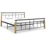 Metal bed frame and solid oak wood 180x200 cm by vidaXL, Beds and slatted bases - Ref: Foro24-324902, Price: 141,21 €, Discou...