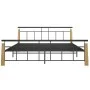 Metal bed frame and solid oak wood 180x200 cm by vidaXL, Beds and slatted bases - Ref: Foro24-324902, Price: 141,21 €, Discou...