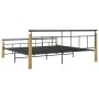 Estructura de cama metal y madera maciza de roble 200x200 cm de vidaXL, Camas y somieres - Ref: Foro24-324903, Precio: 150,46...