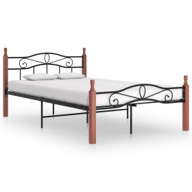 Estructura de cama metal y madera maciza de roble 120x200 cm de vidaXL, Camas y somieres - Ref: Foro24-324906, Precio: 129,80...