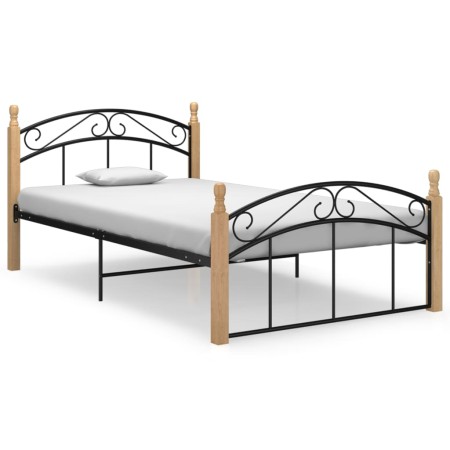 Estructura de cama metal y madera maciza de roble 120x200 cm de vidaXL, Camas y somieres - Ref: Foro24-324927, Precio: 94,62 ...