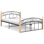 Estructura de cama metal y madera maciza de roble 140x200 cm de vidaXL, Camas y somieres - Ref: Foro24-324928, Precio: 105,98...