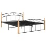Estructura de cama metal y madera maciza de roble 140x200 cm de vidaXL, Camas y somieres - Ref: Foro24-324928, Precio: 105,98...