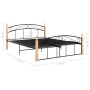Estructura de cama metal y madera maciza de roble 140x200 cm de vidaXL, Camas y somieres - Ref: Foro24-324928, Precio: 105,98...