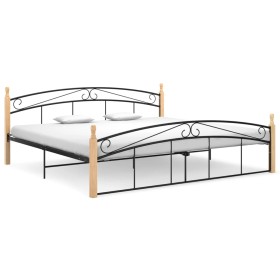 Estructura de cama metal y madera maciza de roble 200x200 cm de vidaXL, Camas y somieres - Ref: Foro24-324931, Precio: 112,42...