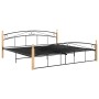 Estructura de cama metal y madera maciza de roble 200x200 cm de vidaXL, Camas y somieres - Ref: Foro24-324931, Precio: 112,42...