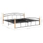 Estructura de cama metal y madera maciza de roble 200x200 cm de vidaXL, Camas y somieres - Ref: Foro24-324931, Precio: 112,42...