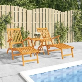 Sillas de jardín con reposapiés 2 uds madera maciza de acacia de vidaXL, Tumbonas - Ref: Foro24-3120438, Precio: 225,14 €, De...
