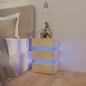 Mesita noche LED blanco y Sonoma madera ingeniería 45x35x67 cm de vidaXL, Mesitas de noche - Ref: Foro24-326845, Precio: 110,...