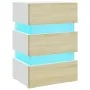 LED nightstand white and Sonoma engineered wood 45x35x67 cm by vidaXL, Nightstands - Ref: Foro24-326845, Price: 110,93 €, Dis...