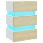 Mesita noche LED blanco y Sonoma madera ingeniería 45x35x67 cm de vidaXL, Mesitas de noche - Ref: Foro24-326845, Precio: 112,...