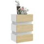 LED nightstand white and Sonoma engineered wood 45x35x67 cm by vidaXL, Nightstands - Ref: Foro24-326845, Price: 110,93 €, Dis...
