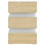 Mesita noche LED blanco y Sonoma madera ingeniería 45x35x67 cm de vidaXL, Mesitas de noche - Ref: Foro24-326845, Precio: 112,...