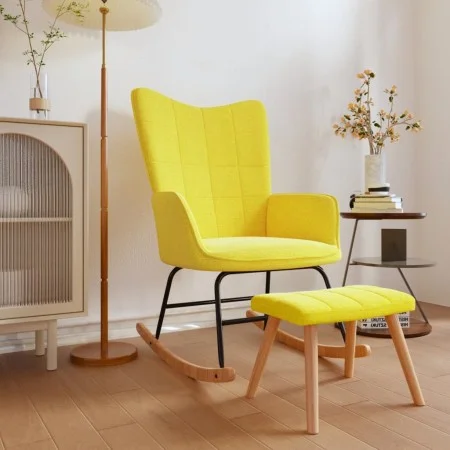 Rocking chair with footrest mustard yellow fabric by vidaXL, Rocking chairs - Ref: Foro24-328025, Price: 159,87 €, Discount: %