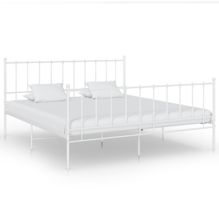Estructura de cama de metal blanco 140x200 cm de vidaXL, Camas y somieres - Ref: Foro24-324956, Precio: 103,61 €, Descuento: %