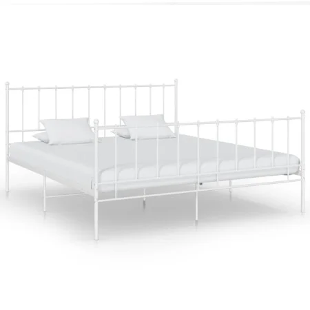 Estructura de cama de metal blanco 140x200 cm de vidaXL, Camas y somieres - Ref: Foro24-324956, Precio: 102,03 €, Descuento: %
