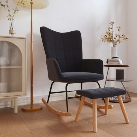 Silla mecedora con reposapiés tela negro de vidaXL, Mecedoras - Ref: Foro24-328024, Precio: 142,54 €, Descuento: %