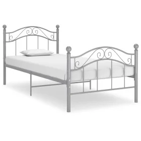 Gray metal bed frame 100x200 cm by vidaXL, Beds and slatted bases - Ref: Foro24-324993, Price: 109,47 €, Discount: %