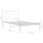 Estructura de cama de metal blanco 100x200 cm de vidaXL, Camas y somieres - Ref: Foro24-325013, Precio: 81,69 €, Descuento: %