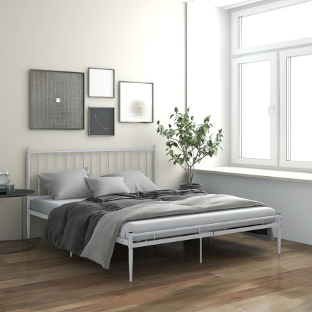 Estructura de cama de metal blanco 140x200 cm de vidaXL, Camas y somieres - Ref: Foro24-325019, Precio: 98,69 €, Descuento: %