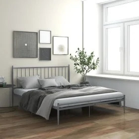Estructura de cama de metal gris 140x200 cm de vidaXL, Camas y somieres - Ref: Foro24-325020, Precio: 144,30 €, Descuento: %
