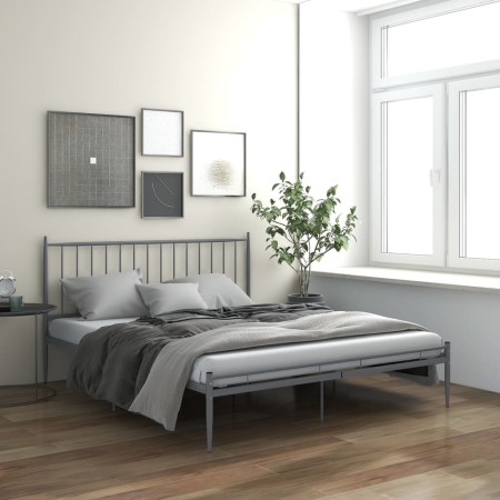 Estructura de cama de metal gris 140x200 cm de vidaXL, Camas y somieres - Ref: Foro24-325020, Precio: 145,65 €, Descuento: %