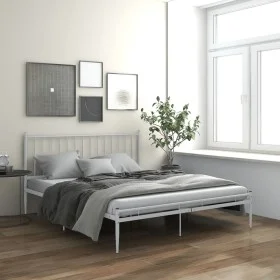 White metal bed frame 200x200 cm by vidaXL, Beds and slatted bases - Ref: Foro24-325028, Price: 156,39 €, Discount: %
