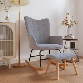 Silla mecedora con reposapiés tela gris claro de vidaXL, Mecedoras - Ref: Foro24-328018, Precio: 163,93 €, Descuento: %