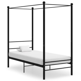 Estructura de cama con dosel metal negro 100x200 cm de vidaXL, Camas y somieres - Ref: Foro24-325054, Precio: 118,04 €, Descu...