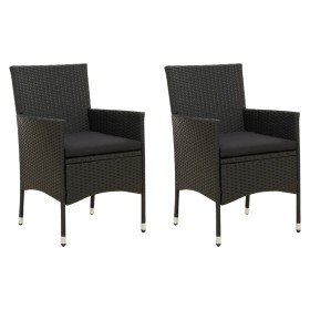 Sillas de jardín 2 unidades con cojines ratán sintético negro en Sillas de jardín | Comprar online en Foru.es