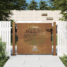 Puerta de jardín acero corten diseño árbol 105x105 cm de vidaXL, Puertas de jardín - Ref: Foro24-153161, Precio: 194,80 €, De...