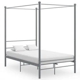 Gray metal canopy bed frame 120x200 cm by vidaXL, Beds and slatted bases - Ref: Foro24-325059, Price: 132,20 €, Discount: %