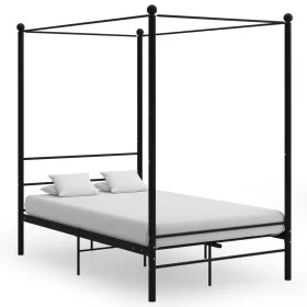 Schwarzer Himmelbettrahmen aus Metall, 140 x 200 cm von vidaXL, Betten und Lattenroste - Ref: Foro24-325060, Preis: 164,14 €,...