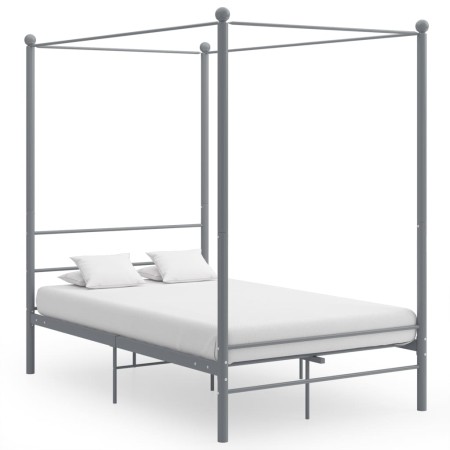 Estructura de cama con dosel metal gris 140x200 cm de vidaXL, Camas y somieres - Ref: Foro24-325062, Precio: 150,34 €, Descue...